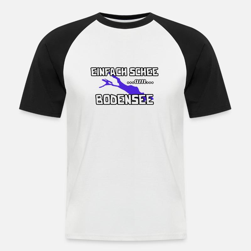 Bodensee - Männer Baseball-T-Shirt - Weiß/Schwarz