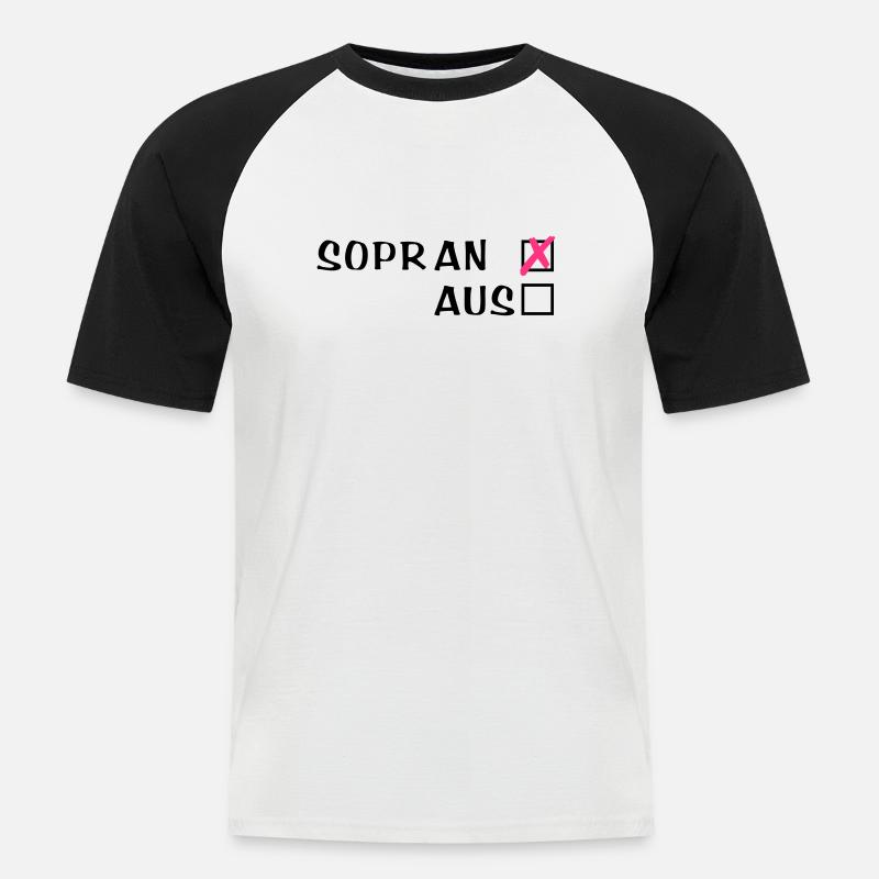 Sopr an oder aus - Männer Baseball-T-Shirt - Weiß/Schwarz