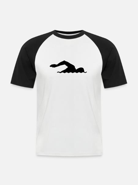 Nager - T-shirt baseball manches courtes Homme - blanc/noir