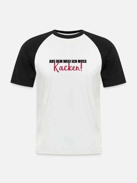 aus dem weg kacken - Männer Baseball-T-Shirt - Weiß/Schwarz