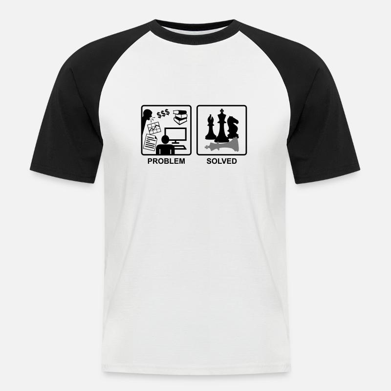 Chess solves problems - Men's Baseball T-Shirt - white/black