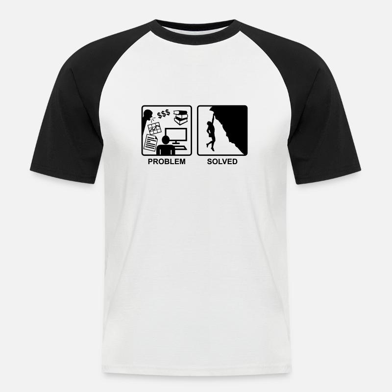 Klettern = Problem gelöst - Männer Baseball-T-Shirt - Weiß/Schwarz