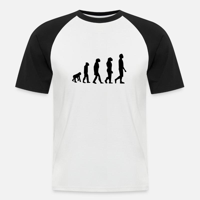 Evolution des Menschen - Männer Baseball-T-Shirt - Weiß/Schwarz