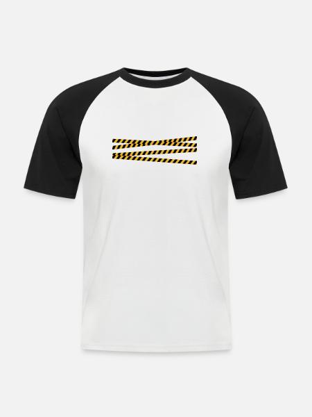 Security tape blocking zone - Men's Baseball T-Shirt - white/black