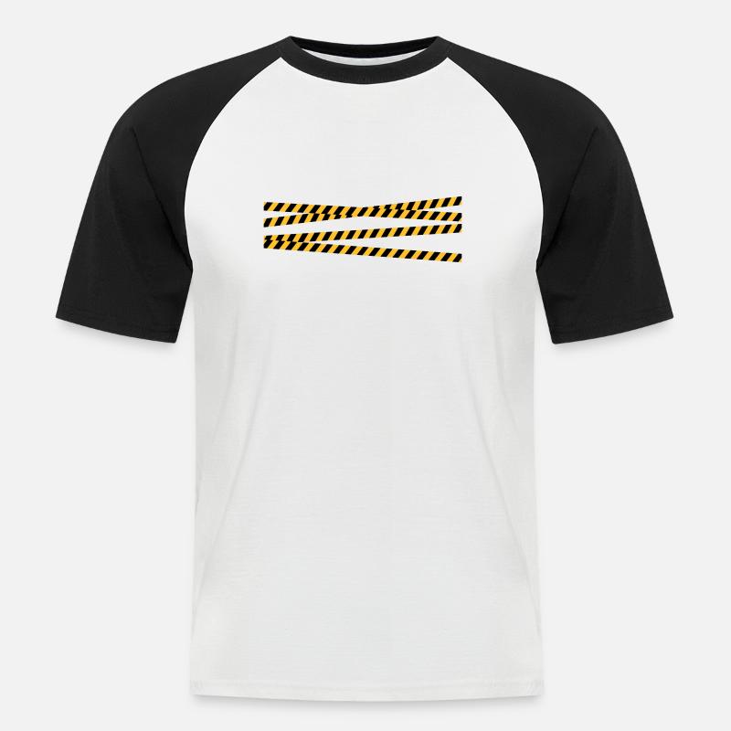 Security tape blocking zone - Men's Baseball T-Shirt - white/black