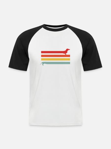 Dackel Teckel Dachshund Geschenke - Männer Baseball-T-Shirt - Weiß/Schwarz