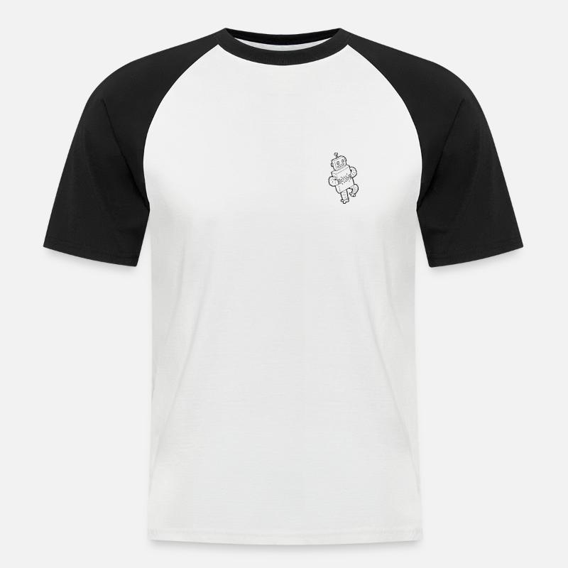 Evolution Roboter Geschenkidee - Männer Baseball-T-Shirt - Weiß/Schwarz