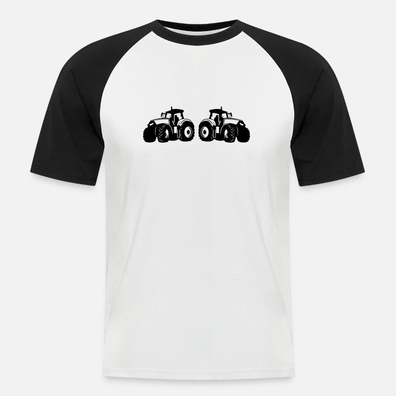 Traktor - Männer Baseball-T-Shirt - Weiß/Schwarz