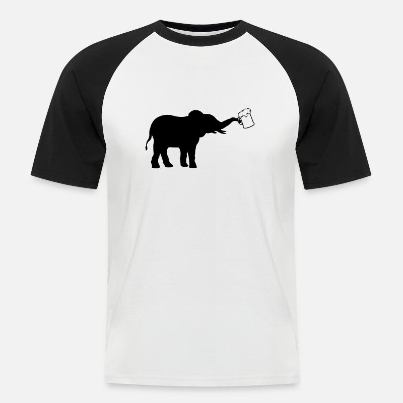 Krug Bier Elefant cool - Männer Baseball-T-Shirt - Weiß/Schwarz