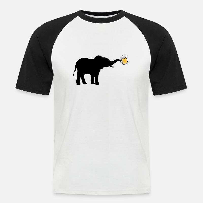 Bier Krug Elefant cool - Männer Baseball-T-Shirt - Weiß/Schwarz