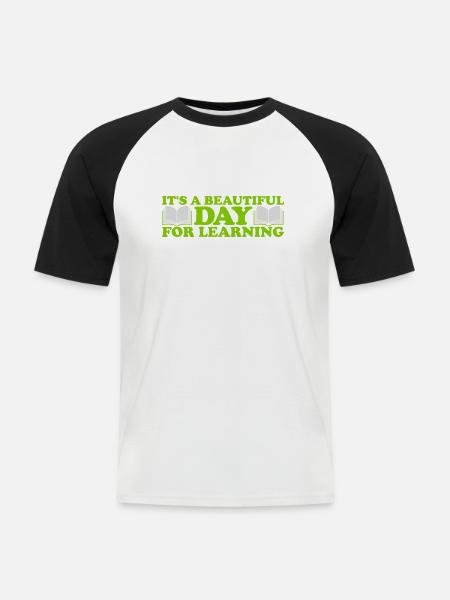 beautiful day for learning - Men's Baseball T-Shirt - white/black