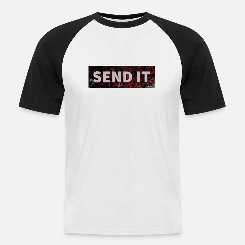 SEND IT Boxlogo - Männer Baseball-T-Shirt - Weiß/Schwarz