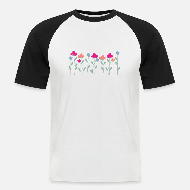 Blumige Vibes - Geschenkidee - Männer Baseball-T-Shirt - Weiß/Schwarz