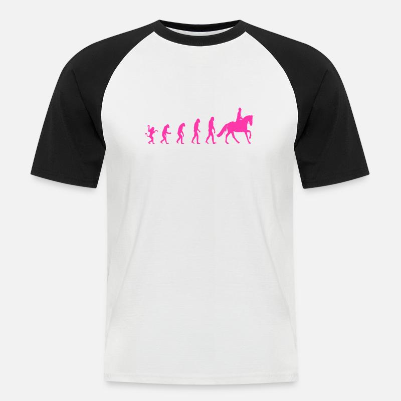 Reiter Reiten Evolution Pferd - Männer Baseball-T-Shirt - Weiß/Schwarz