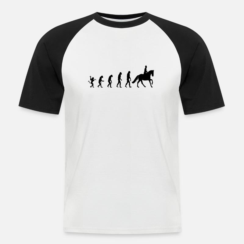 Rider Riding Evolution Gift - Men's Baseball T-Shirt - white/black