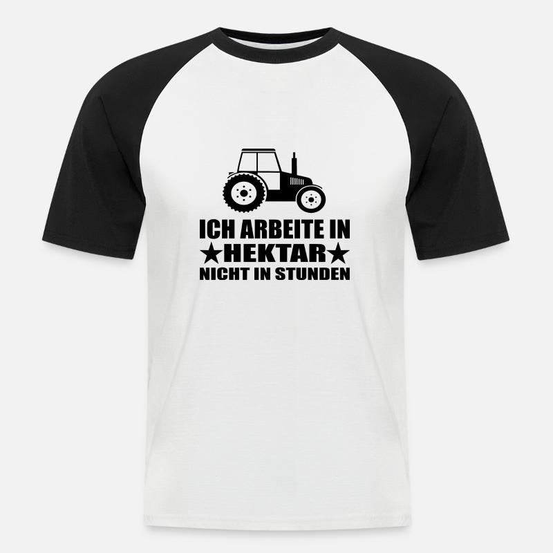 Traktor - Männer Baseball-T-Shirt - Weiß/Schwarz