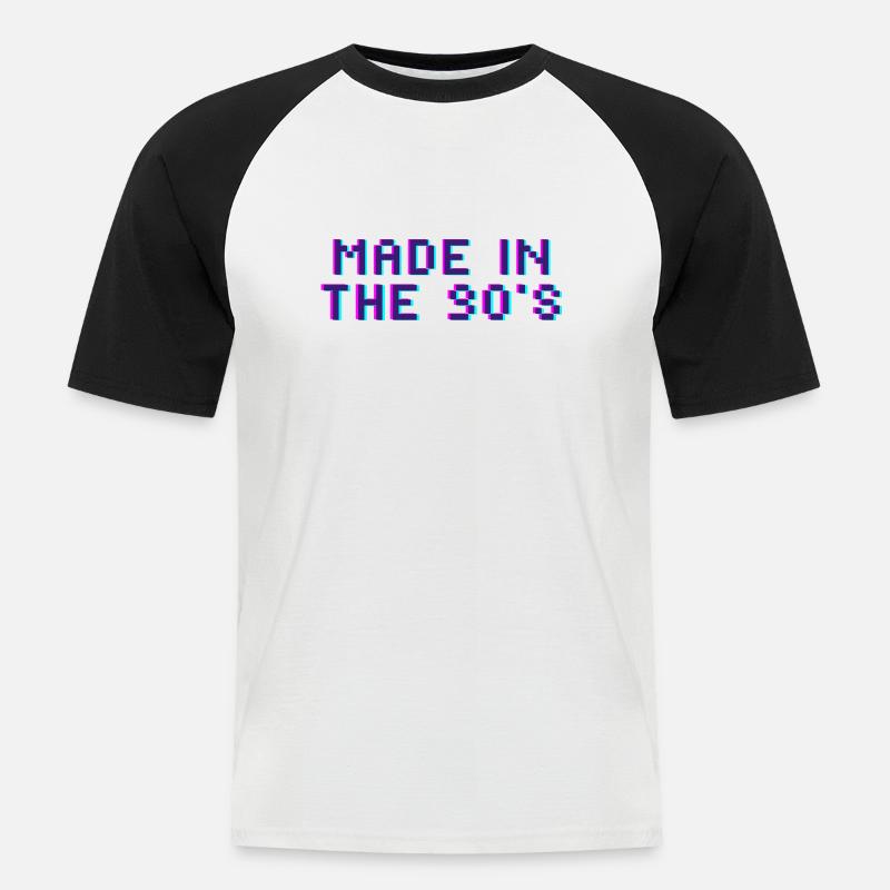Made in the 90's - Männer Baseball-T-Shirt - Weiß/Schwarz