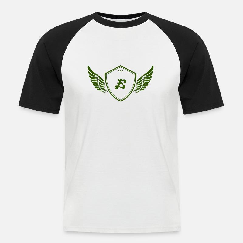 wappen e - Männer Baseball-T-Shirt - Weiß/Schwarz