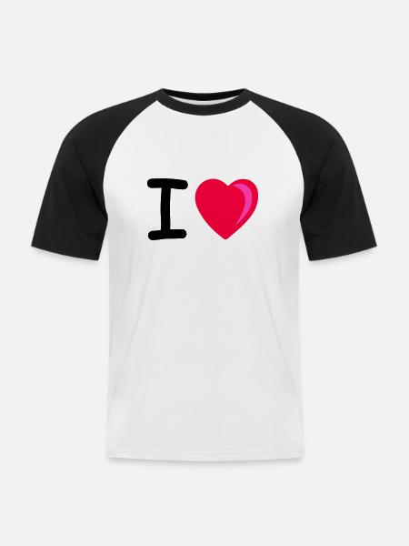 I heart - Men's Baseball T-Shirt - white/black