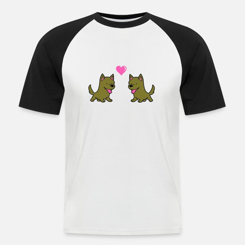 hund comic liebe - Männer Baseball-T-Shirt - Weiß/Schwarz