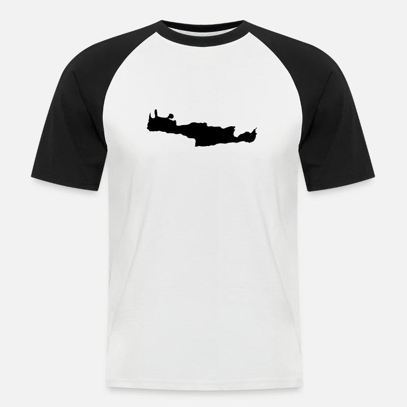 Kreta - Männer Baseball-T-Shirt - Weiß/Schwarz