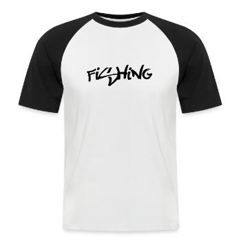 Fishing - Männer Baseball-T-Shirt - Weiß/Schwarz - Vorne - Nik (191cm)