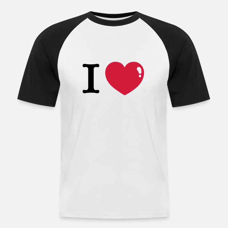 I love - ich liebe - Männer Baseball-T-Shirt - Weiß/Schwarz