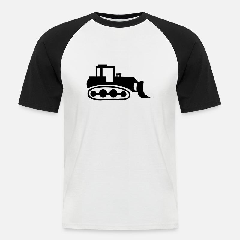 bagger_01 - Männer Baseball-T-Shirt - Weiß/Schwarz