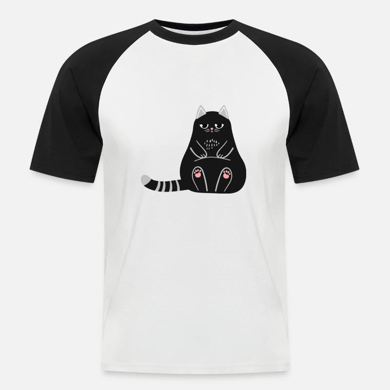 Schwarze Katze - Männer Baseball-T-Shirt - Weiß/Schwarz