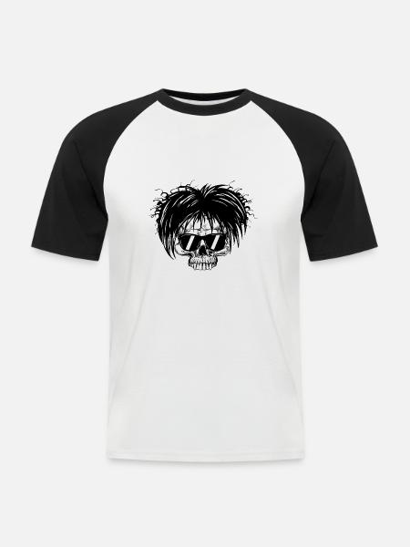 Schädel HKS - Männer Baseball-T-Shirt - Weiß/Schwarz