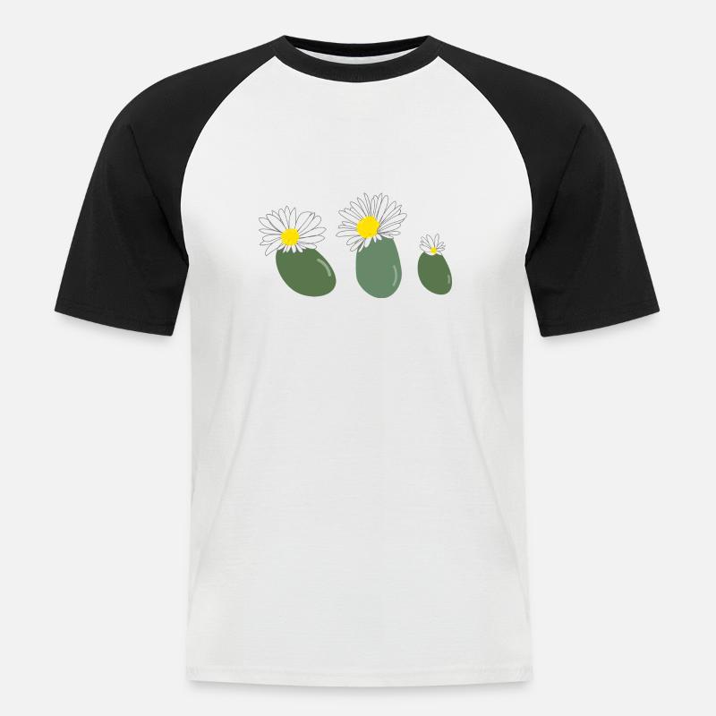 Lithops flower2 - Men's Baseball T-Shirt - white/black