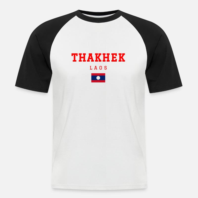 Thakhek Laos - Männer Baseball-T-Shirt - Weiß/Schwarz