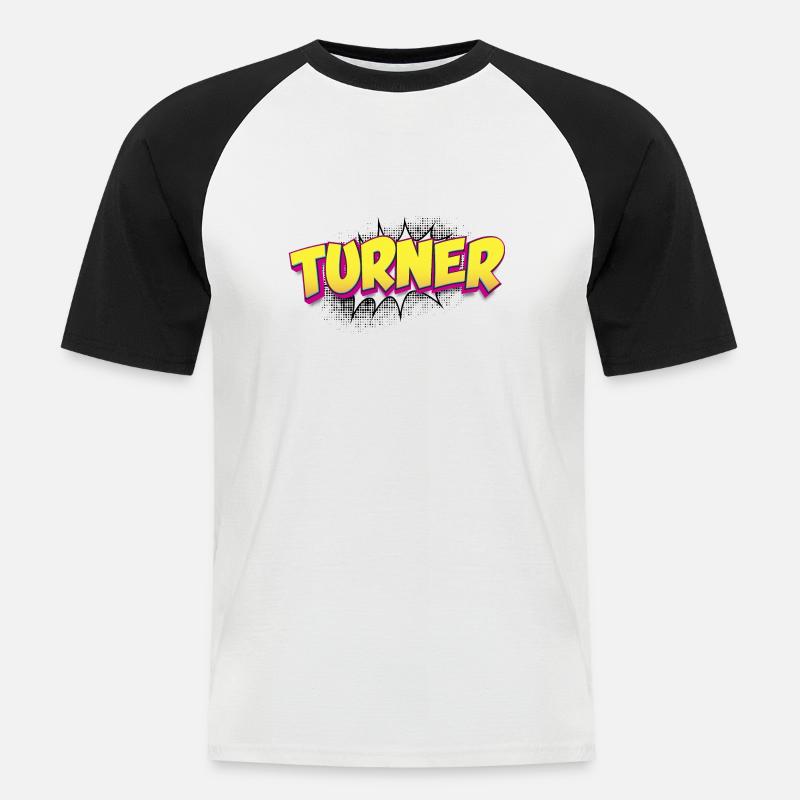 Turner Benutzerdefinierter Name Comic-Buch-Stil Pop-Art, - Männer Baseball-T-Shirt - Weiß/Schwarz