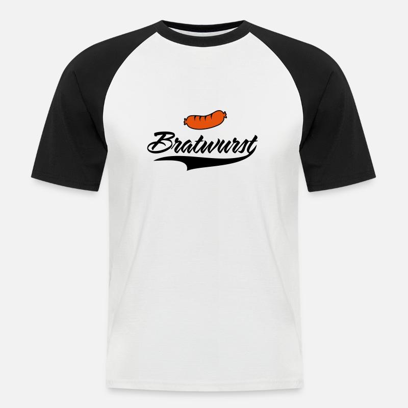Einfach lecker Bratwurst - Männer Baseball-T-Shirt - Weiß/Schwarz