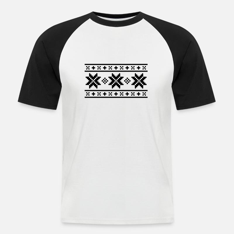 Norweger-Muster (Winter) 02.0 - Männer Baseball-T-Shirt - Weiß/Schwarz