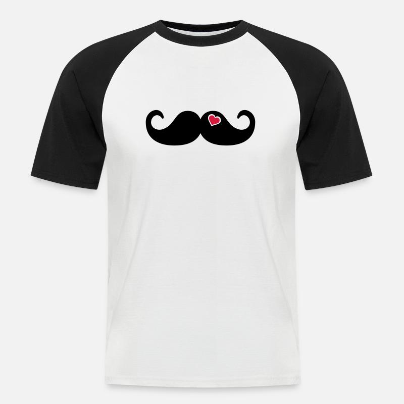 Mustache Bart - Männer Baseball-T-Shirt - Weiß/Schwarz