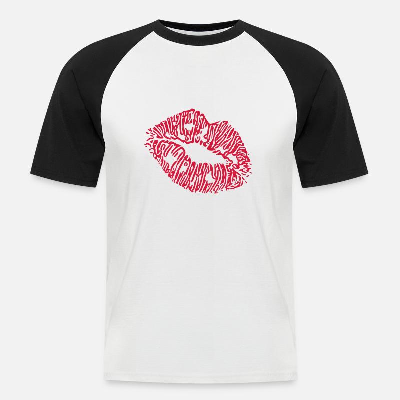 lips - Men's Baseball T-Shirt - white/black
