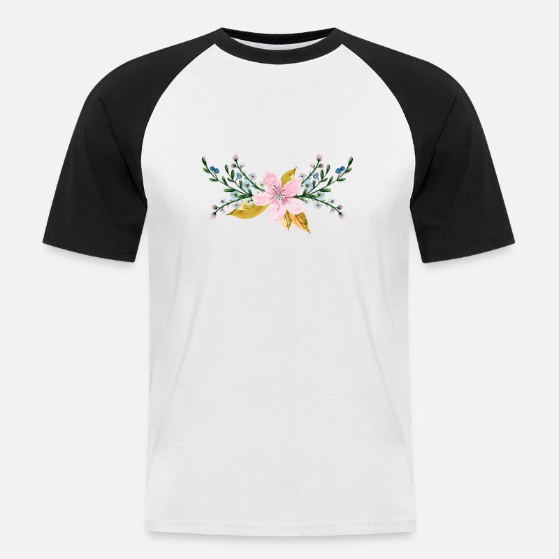 BLUME - Männer Baseball-T-Shirt - Weiß/Schwarz