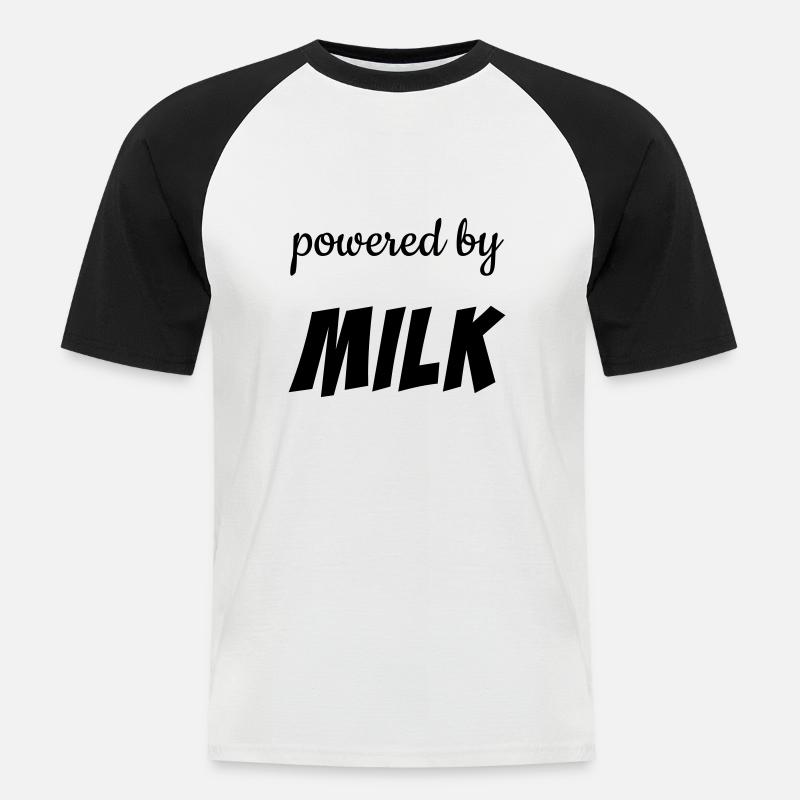 Powered by Milk - Black&White - Männer Baseball-T-Shirt - Weiß/Schwarz