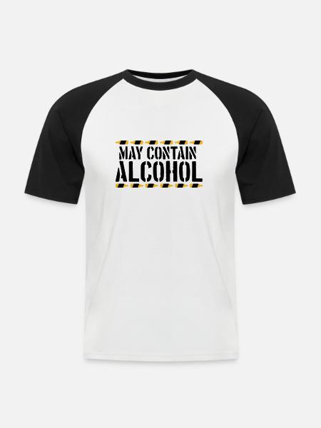Saying May contain alcohol - Men's Baseball T-Shirt - white/black