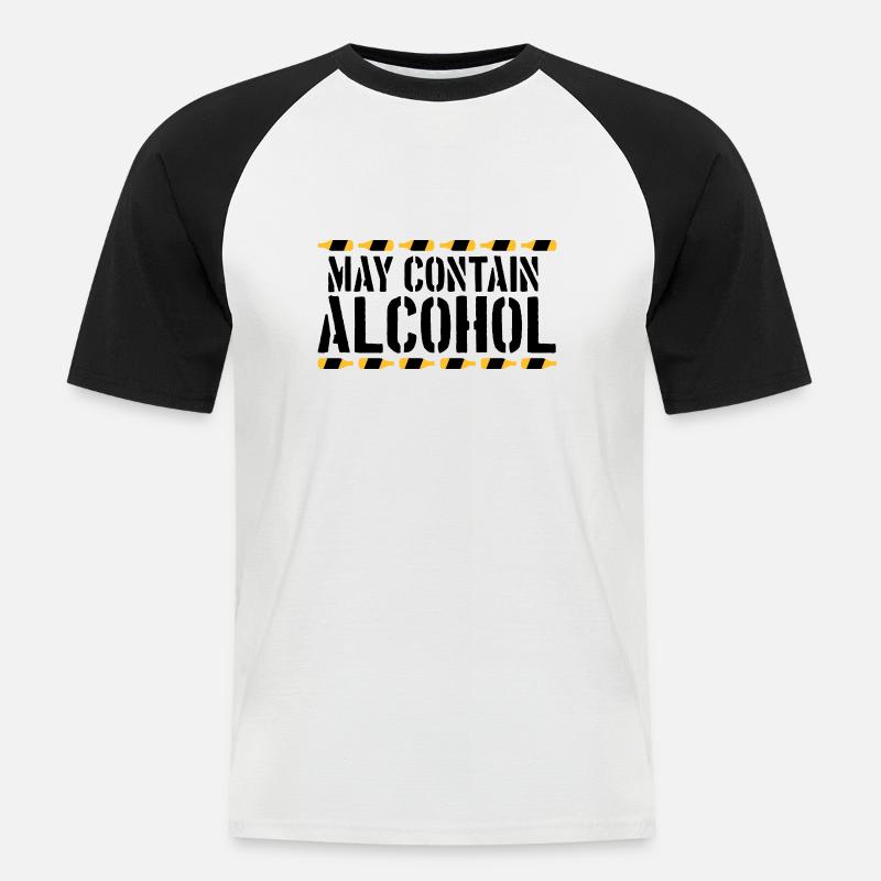 Spruch Kann Alkohol enthalten - Männer Baseball-T-Shirt - Weiß/Schwarz