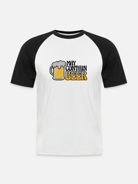May Contain Beer Saying - Men's Baseball T-Shirt - white/black