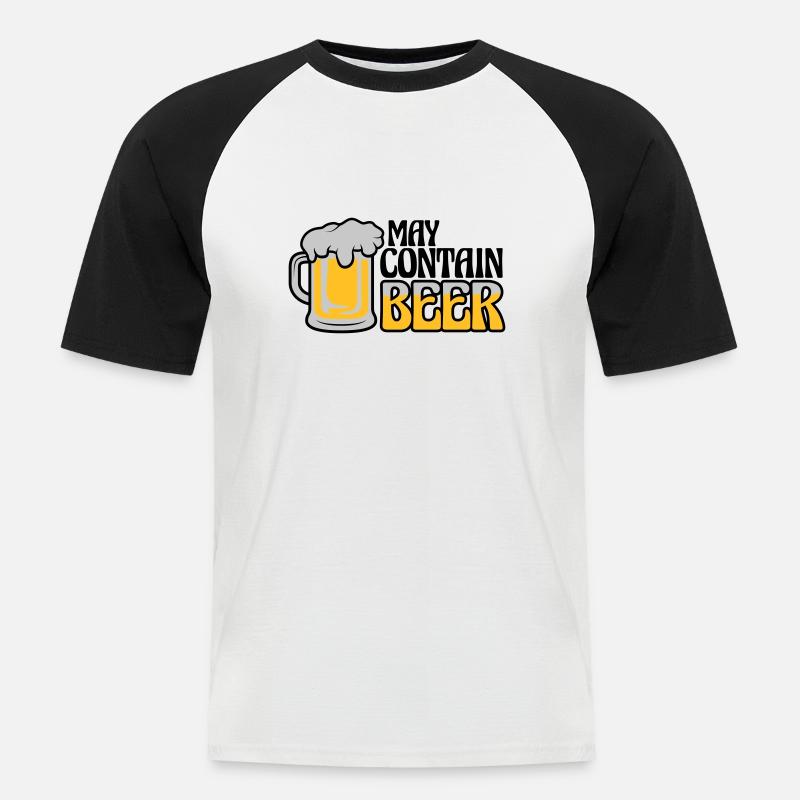 May Contain Beer Spruch - Männer Baseball-T-Shirt - Weiß/Schwarz