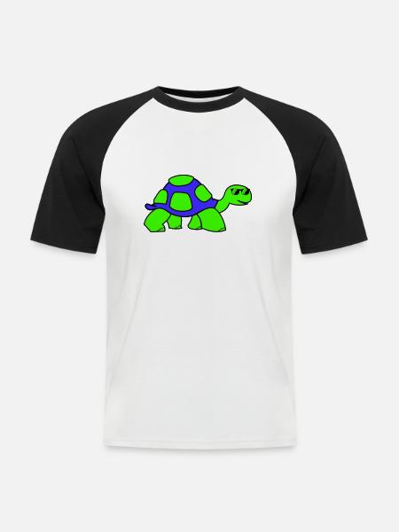cool turtle - Männer Baseball-T-Shirt - Weiß/Schwarz