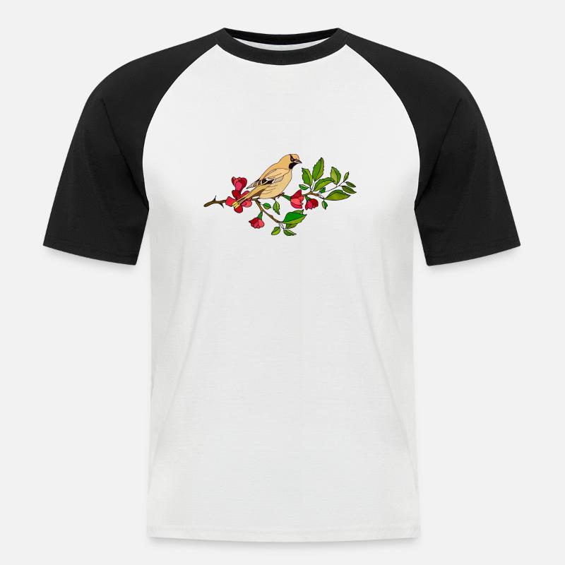 Bunter Vogel - Männer Baseball-T-Shirt - Weiß/Schwarz