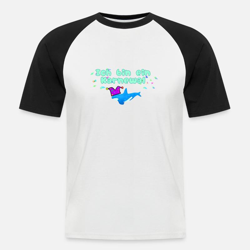 Ich bin ein karnewal,wal,karnewal, karneval - Männer Baseball-T-Shirt - Weiß/Schwarz