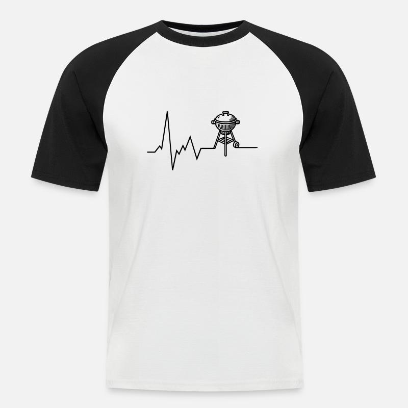 Herzschlag BBQ Grill Grillen - Männer Baseball-T-Shirt - Weiß/Schwarz