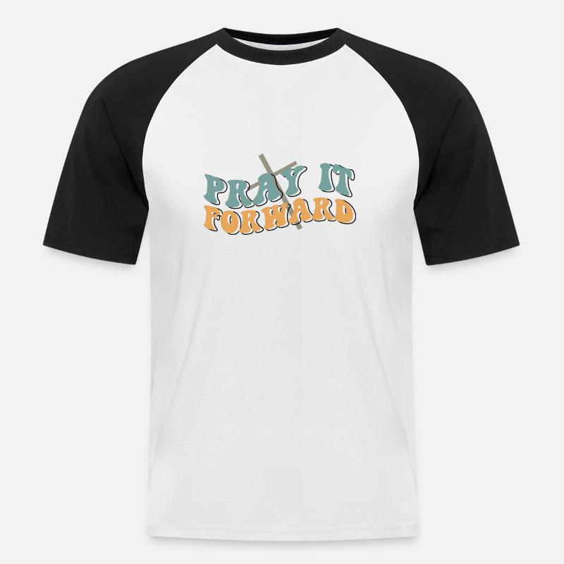 pray it forward - Männer Baseball-T-Shirt - Weiß/Schwarz