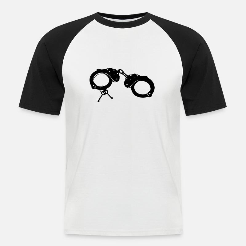Handschellen - Junggesellenabschied - Männer Baseball-T-Shirt - Weiß/Schwarz