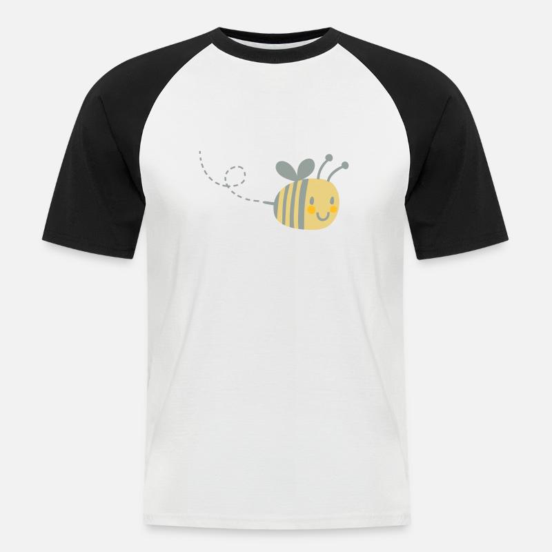 Biene mit Flugbahn - Männer Baseball-T-Shirt - Weiß/Schwarz